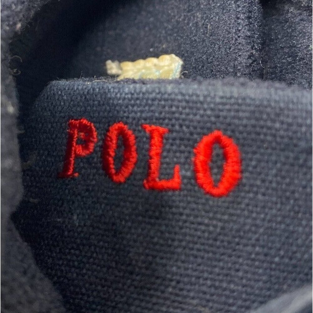 Baby Crib Shoes Polo Ralph Lauren Hook Loop Horse Logo Shoes  Navy Blue Red USA - Picture 7 of 9